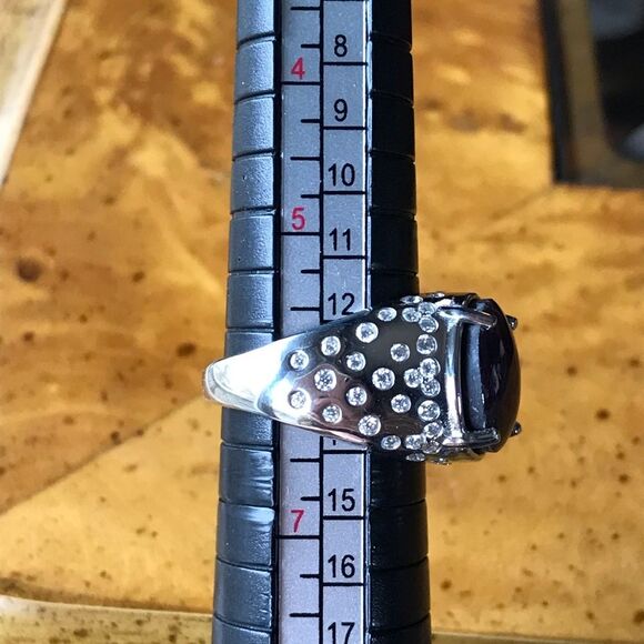 Natural Star Ruby Moissanite Sterling Silver Ring - Picture 6 of 8